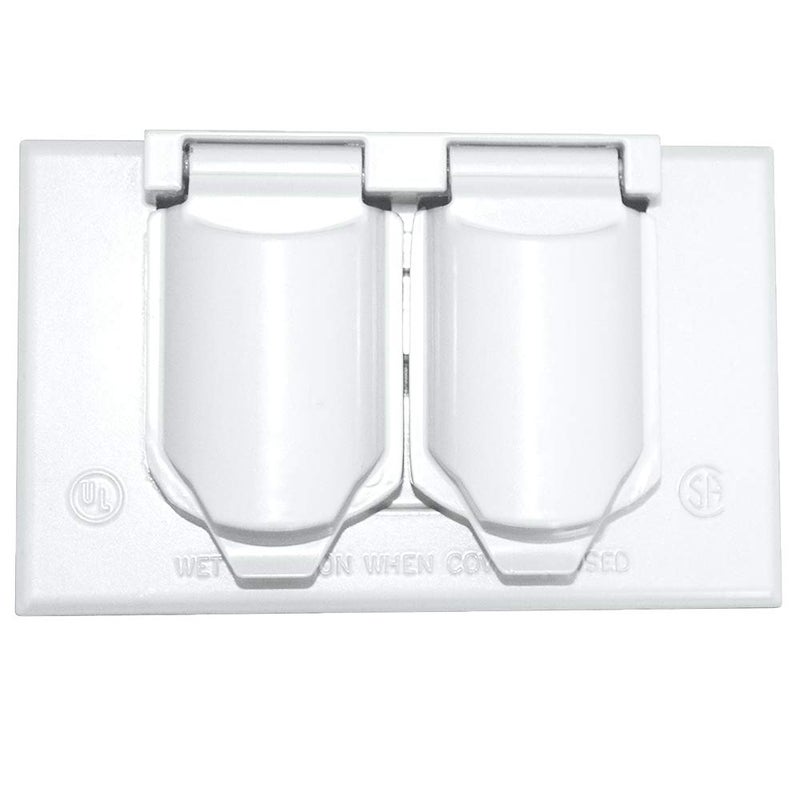 Sigma Engineered Solutions 14245WH 1-Gang Horizontal Duplex Weatherproof Cover, White - Image 1